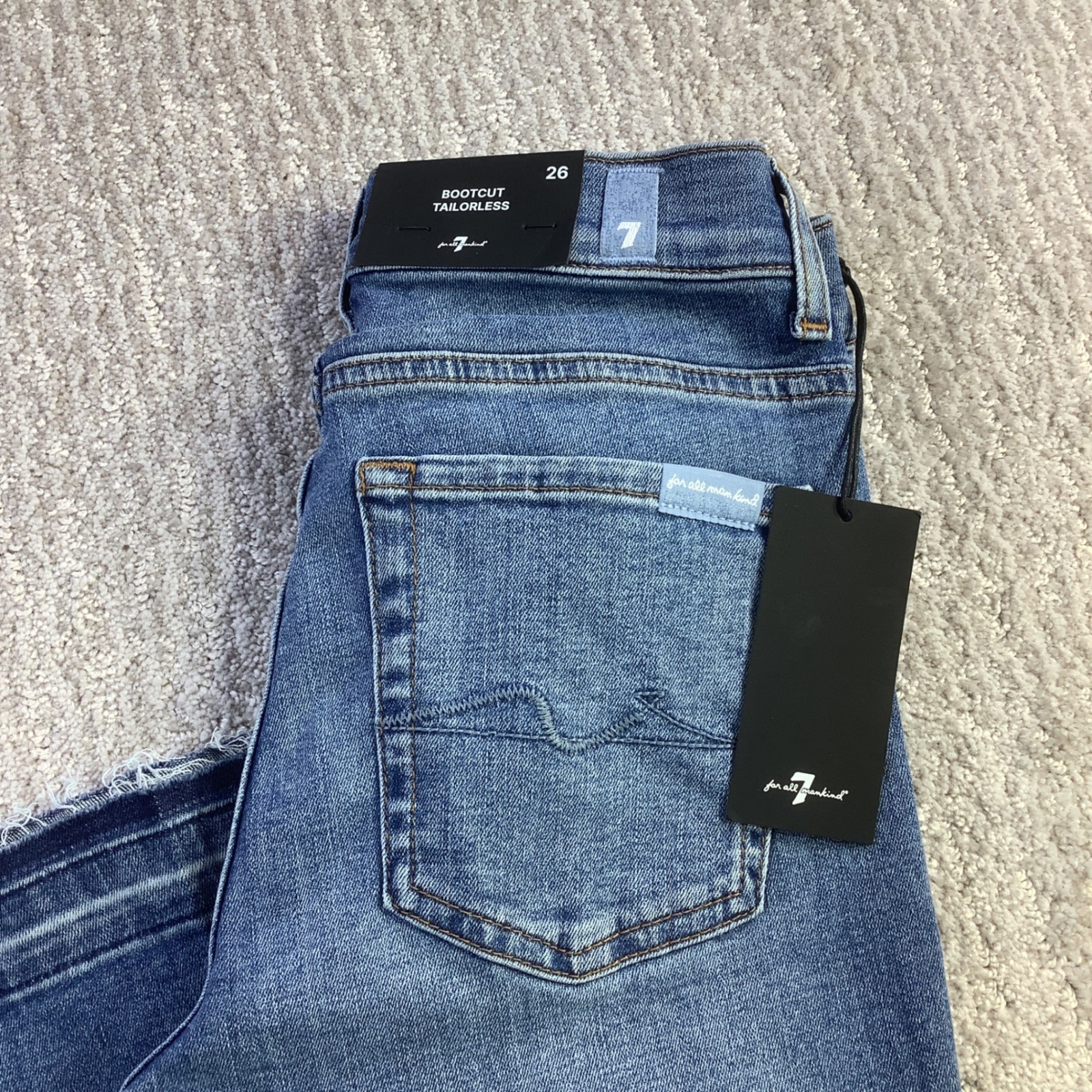 7 For All Mankind Bootcut Tailorless Athens Jeans Released Hem Size 26 Nwt